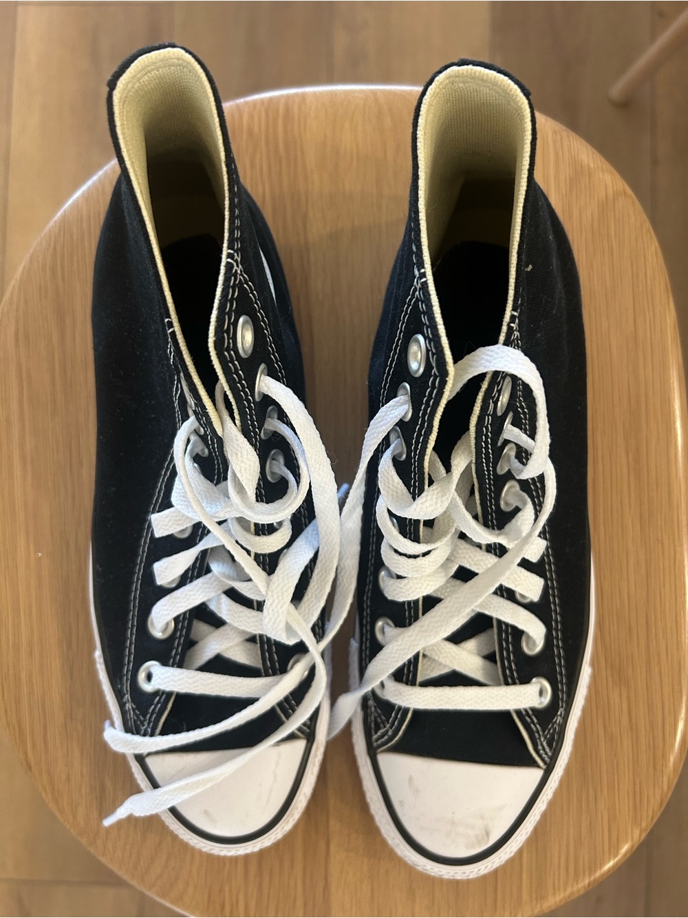 Converse High-Top Sneakers in Black and Cream - Picture 2 of 6